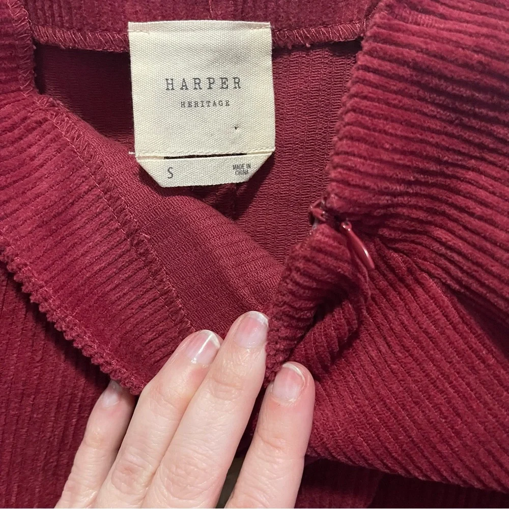 Burgundy Corduroy & Buttons Mini Skirt - Picture 2 of 9